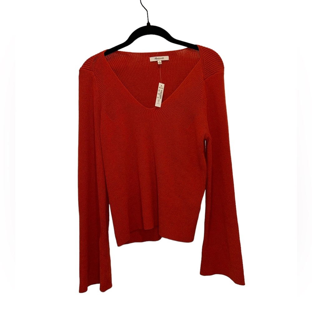 Madewell NWT Flared Sleeve V Neck - Clay Medium